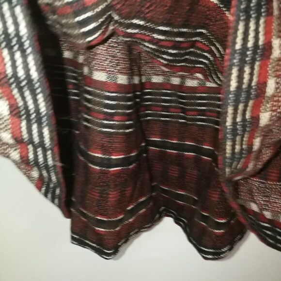 Vintage JAEGER Stripes Red & Black Pleated Wool Midi Skirt Size Medium - Picture 6 of 12